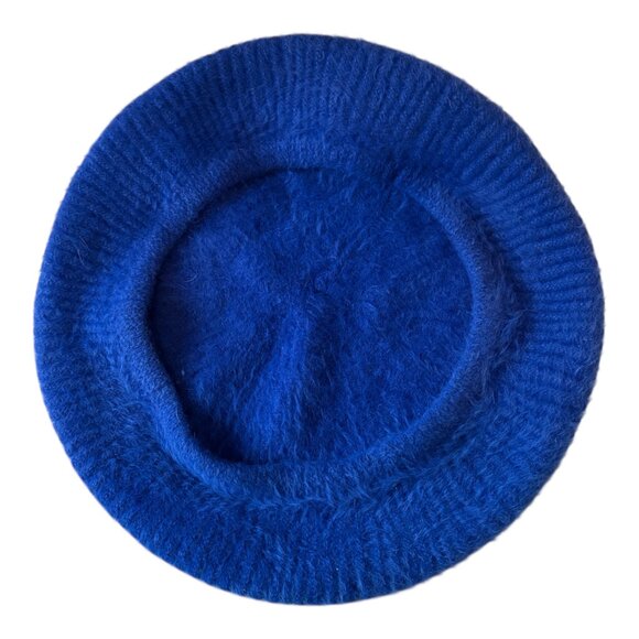 Parkhurst Blue Angora Rabbit Lambswool Blend Beret Hat Made in Canada Winter - Picture 3 of 6